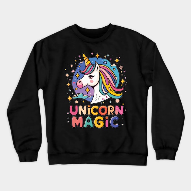 Fun Unicorn Magic Design Crewneck Sweatshirt by Silly Pup Creations